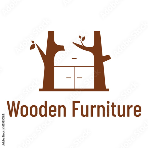 wooden furniture flat minimalist logo design