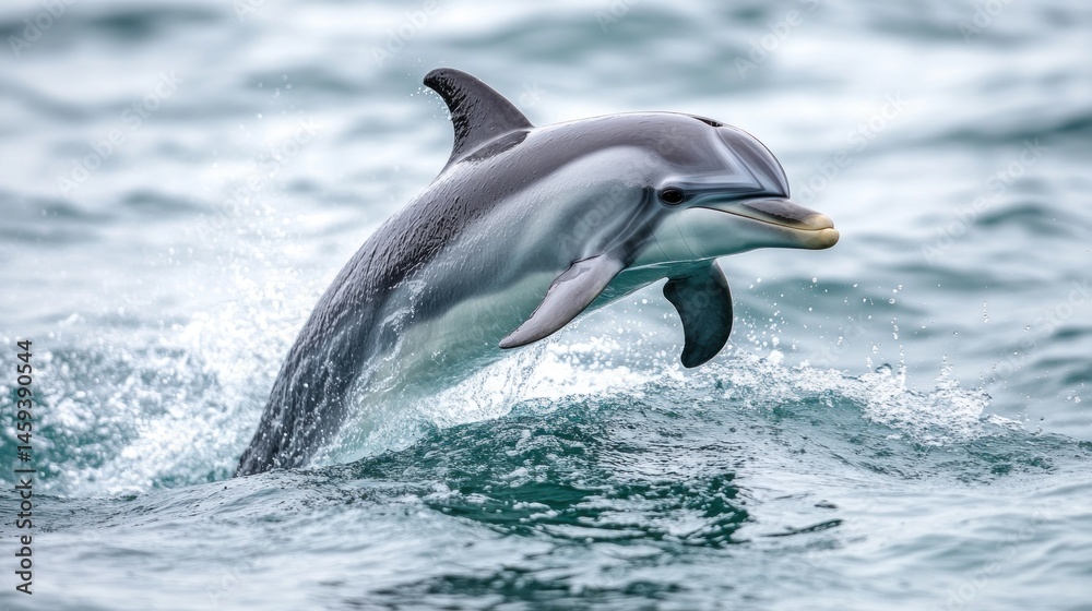 Obraz premium Dolphin leaping from ocean waves