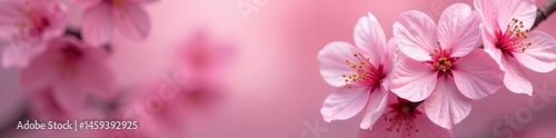 Close-up of pink cherry blossoms on prunus tree in bloom, springtime, beauty