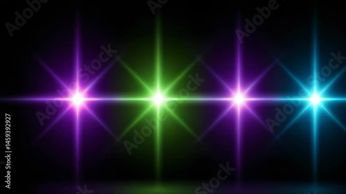 Colorful starbursts illustration on black background
