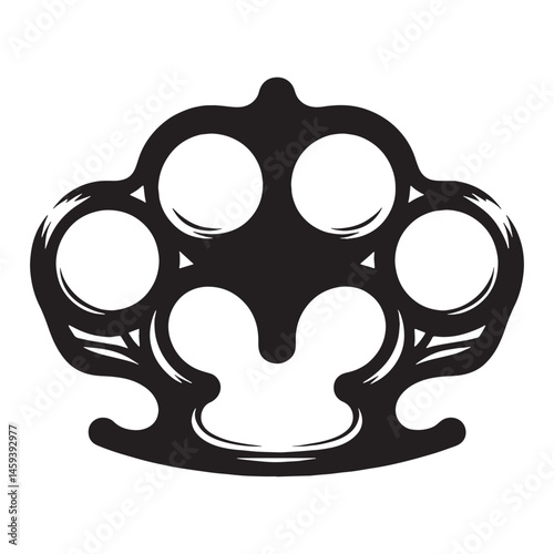 Classic Brass Knuckles silhouette with modern precision – Brass Knuckles illustration – Minimalist Brass Knuckles vector – Weapon silhouette

