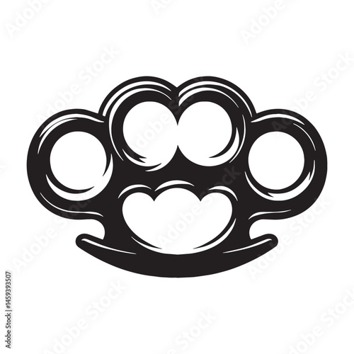 Bold Brass Knuckles silhouette, compact yet powerful – Brass Knuckles illustration – Minimalist Brass Knuckles vector – Weapon silhouette

