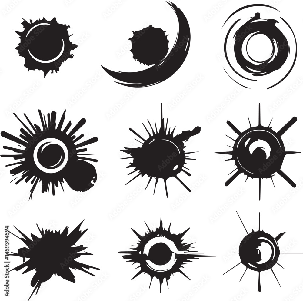 Fototapeta premium black brush strock set 