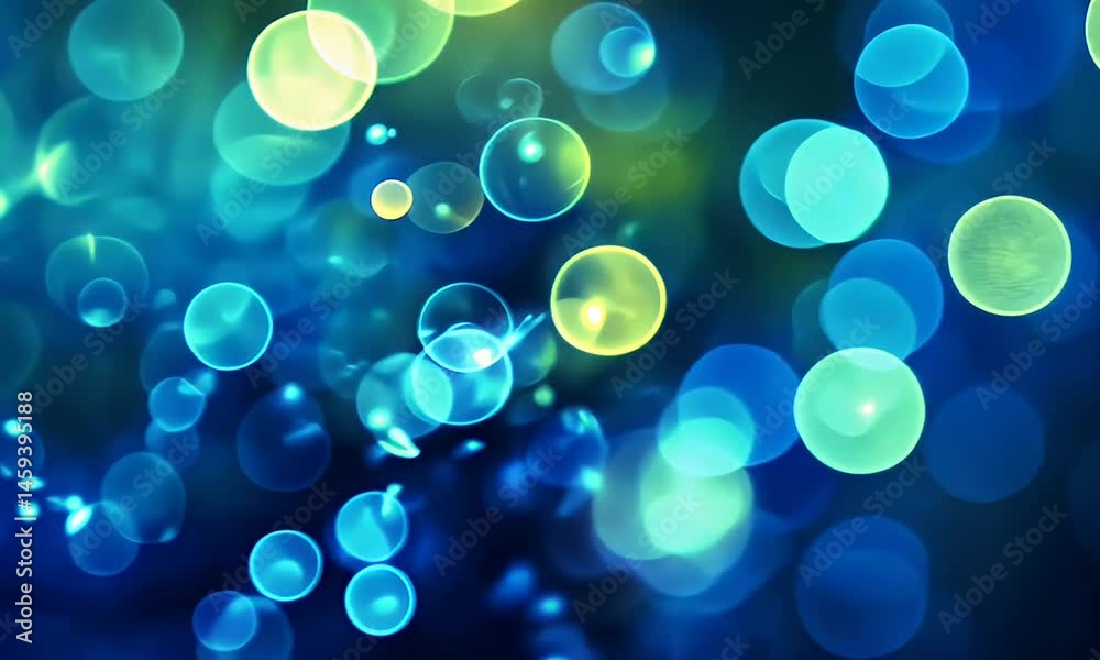 Abstract bokeh lights in shades of blue.