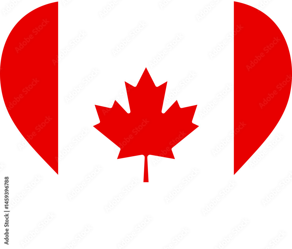 Obraz premium Heart-shaped Canadian flag design with maple leaf
