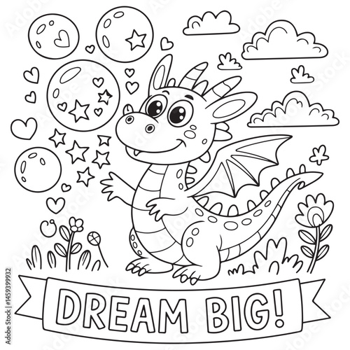 Fun Dragon Coloring Pages for Kids Spark Vector Imagination and Creativity. with white background