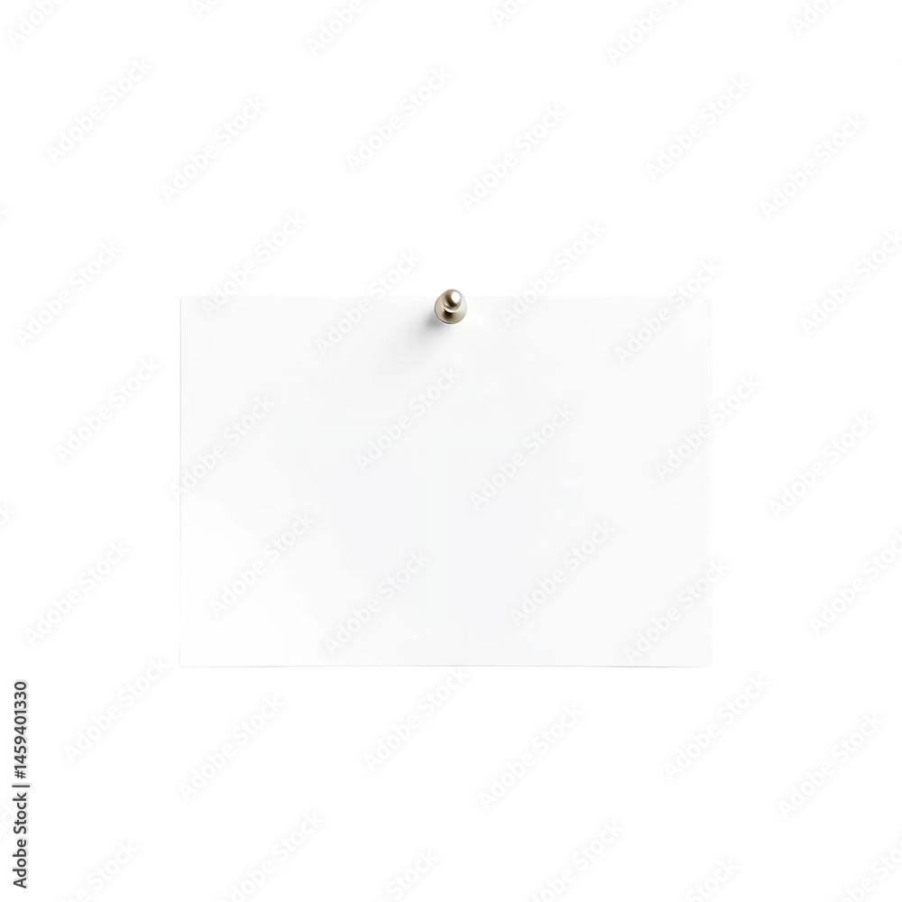 White paper note with push pin isolated on transparent background White paper note with push pin isolated on transparent background
