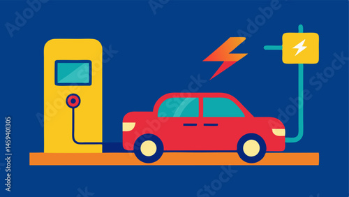 Electric Vehicle Charging An electric vehicle at a charging station with a visual representation of energy being transferred from the grid to the vehicle highlighting smart