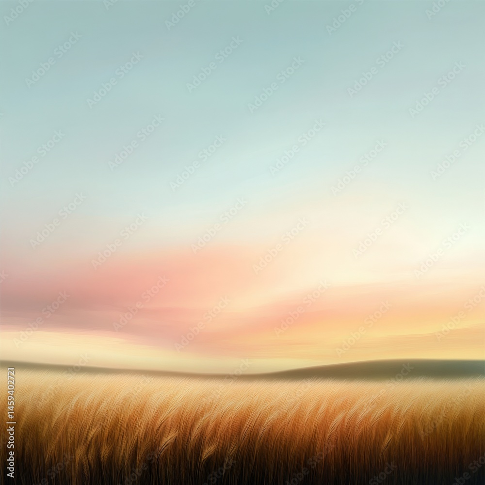 Obraz premium Wheat field under colorful sky