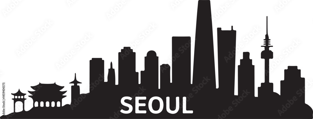 Obraz premium Seoul Skyline SVG | South Korea Cityscape Cut File for Cricut & SilhouetteKorean Culture SVG | Seoul Landmarks & Traditions | Travel Design ClipartNamsan Tower SVG | Seoul Night Skyline | Korean C