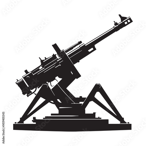 Compact Anti-Aircraft Gun silhouette, strong and reliable – Anti-Aircraft Gun illustration – Minimalist Anti-Aircraft Gun vector – Weapon silhouette

