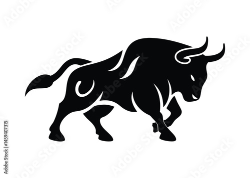 Black Bull Silhouette Logo Design