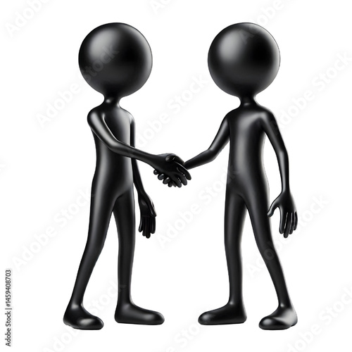 two 3d humans give their hand for handshake isolated on white background