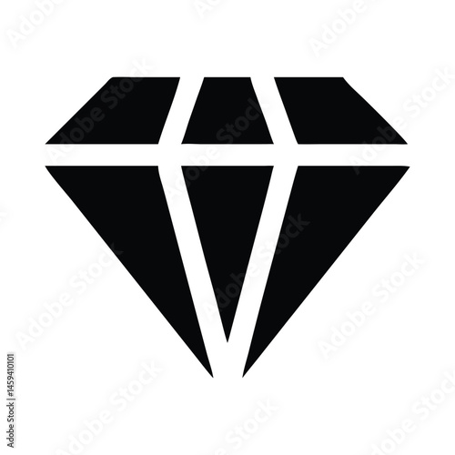 Diamond Icon – Black Gemstone Symbol in Minimalist Vector Design