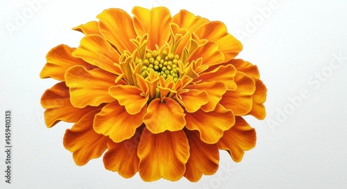 Golden Marigold flower vibrant petals exquisite detail botanical art nature beauty