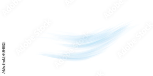 Transparent airflow wind wave with soft blue motion lines for air conditioner or fresh breeze concept PNG