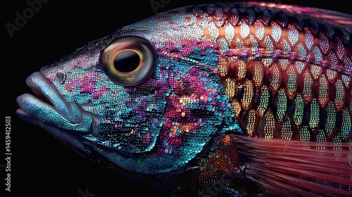 Vibrant Tropical Fish Close-Up: Underwater Paradise, Colorful Scales, Ocean Life, Marine Beauty,    