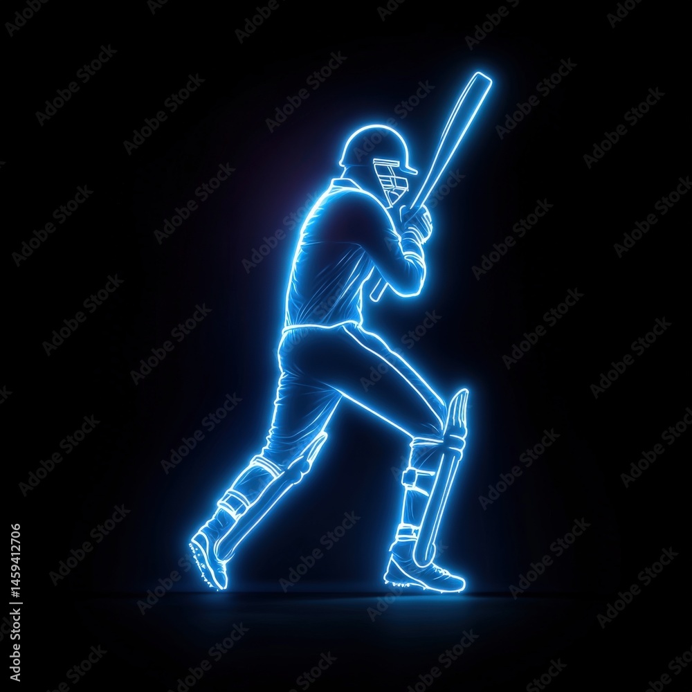 Obraz premium Cricket player with bat outline