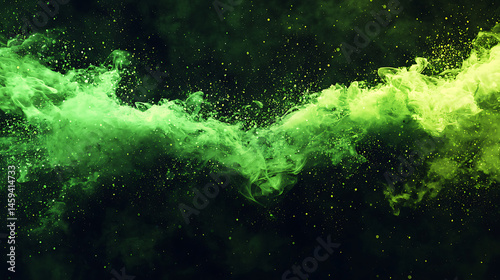 A green and yellow smokey line with a lot of sparkles