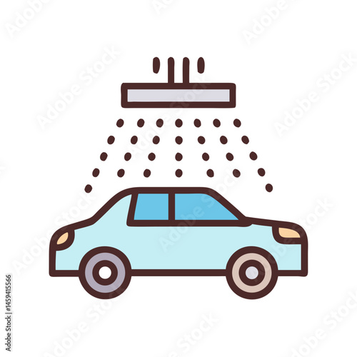 Car Under Shower Spray Icon Design