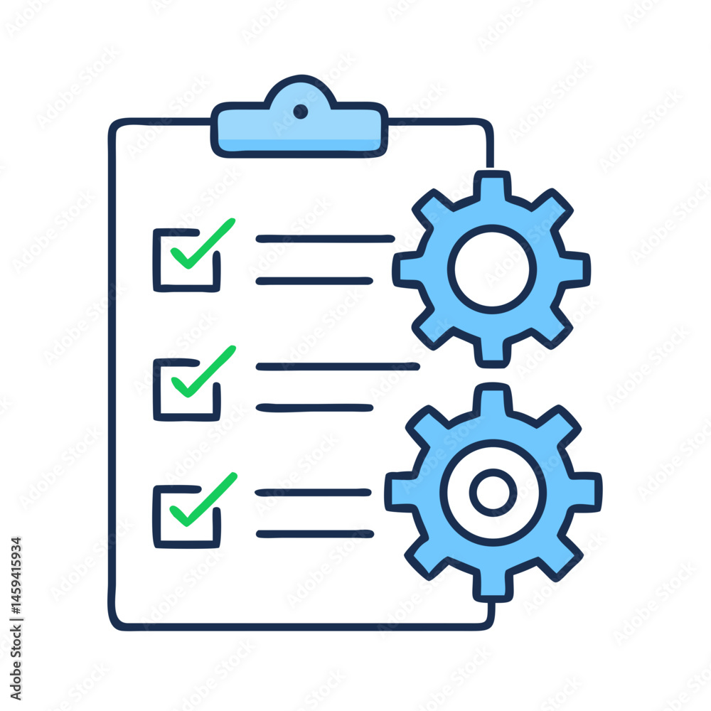 Checklist With Gear Icon Design Checklist With Gear Icon Design