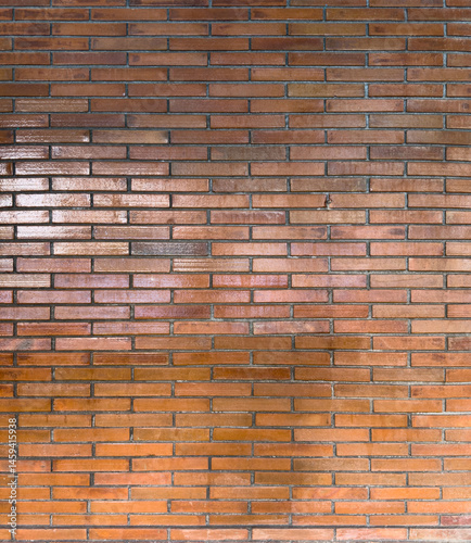Obraz na płótnie Brown glossy brick wall w salonie