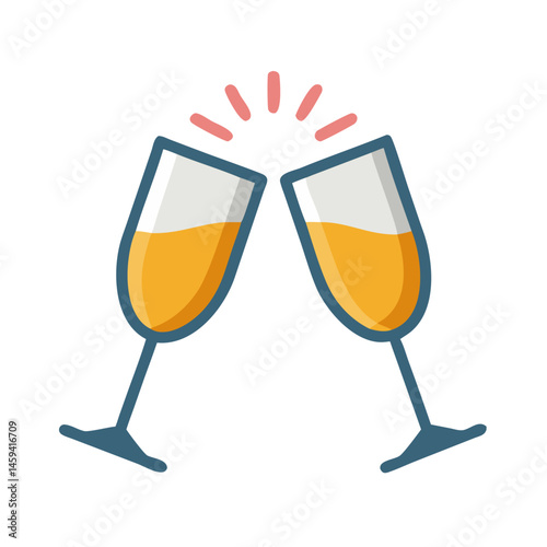 Clinking Champagne Glasses Celebration Icon Design