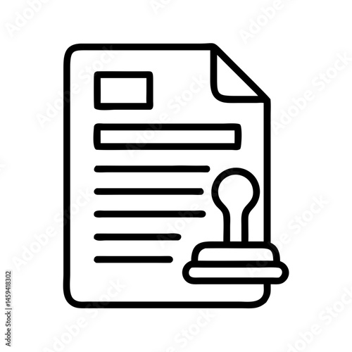 Document With Approval Stamp Icon Design