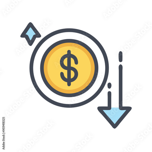 Dollar With Upward Arrow Icon Design