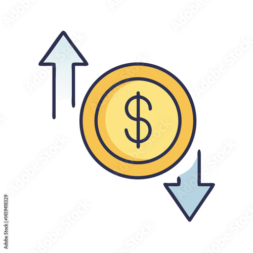 Dollar With Upward Arrow Icon Design