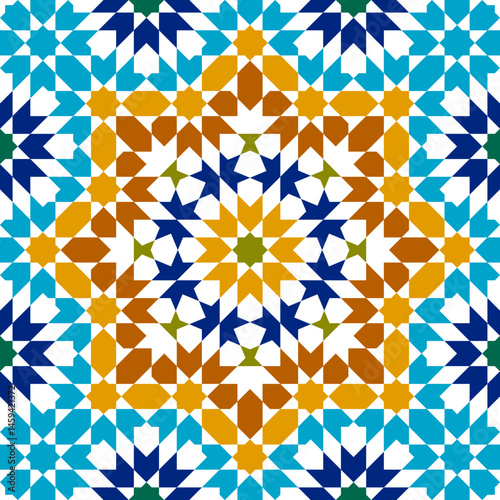 Seamless arabic ornament based on traditional arabic art. Geometric mosaic.	
