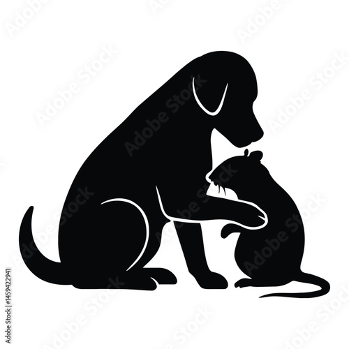 dog and cat Silhouette. Bond of Care and Comfort