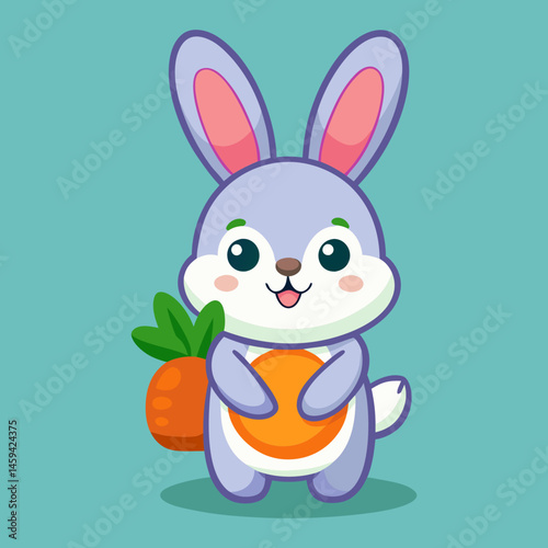 Download Cute Rabbit Bring Carrot With Bag Cartoon Vector Icon Illustration Eps File For Design.