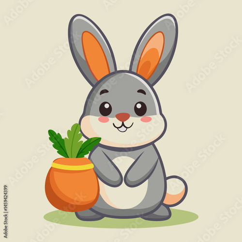Download Cute Rabbit Bring Carrot With Bag Cartoon Vector Icon Illustration Eps File For Design.