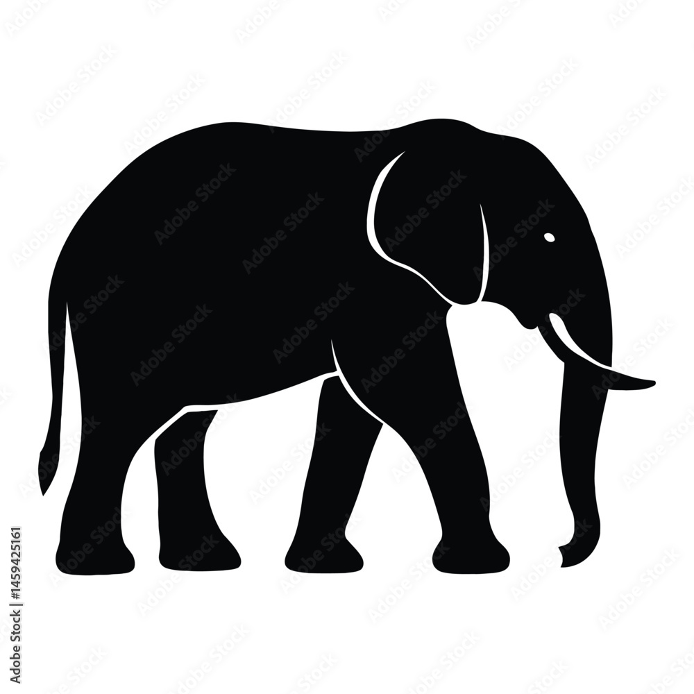 Fototapeta premium Elephant Silhouette in Profile. vector illustration 