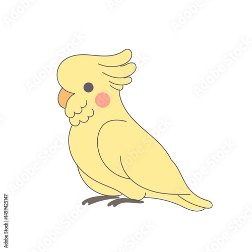 Funny Cute Doodle Parrot Bird Icon. Exotic Bird mascot Outline Design. Baby Kid Nursery Room Decoration. Positive Kawaii Adorable Cartoon Character Portrait. 