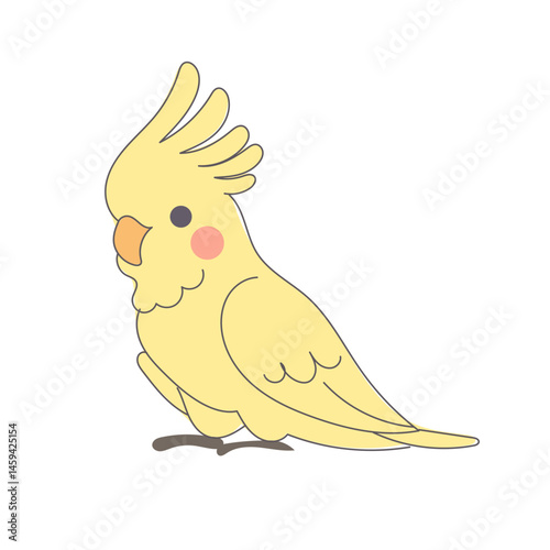 Funny Cute Doodle Parrot Bird Icon. Exotic Bird mascot Outline Design. Baby Kid Nursery Room Decoration. Positive Kawaii Adorable Cartoon Character Portrait. 