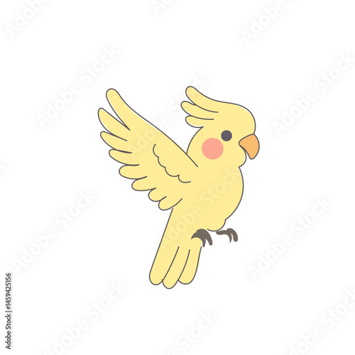 Funny Cute Doodle Parrot Bird Icon. Exotic Bird mascot Outline Design. Baby Kid Nursery Room Decoration. Positive Kawaii Adorable Cartoon Character Portrait. 