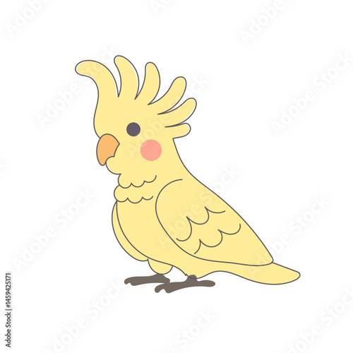 Funny Cute Doodle Parrot Bird Icon. Exotic Bird mascot Outline Design. Baby Kid Nursery Room Decoration. Positive Kawaii Adorable Cartoon Character Portrait. 