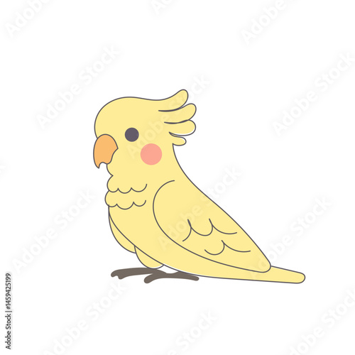 Funny Cute Doodle Parrot Bird Icon. Exotic Bird mascot Outline Design. Baby Kid Nursery Room Decoration. Positive Kawaii Adorable Cartoon Character Portrait. 