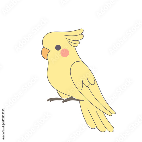 Funny Cute Doodle Parrot Bird Icon. Exotic Bird mascot Outline Design. Baby Kid Nursery Room Decoration. Positive Kawaii Adorable Cartoon Character Portrait. 