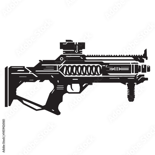 Bold Plasma Gun silhouette, advanced technology in form – Plasma Gun illustration – Minimalist Plasma Gun vector – Weapon silhouette

