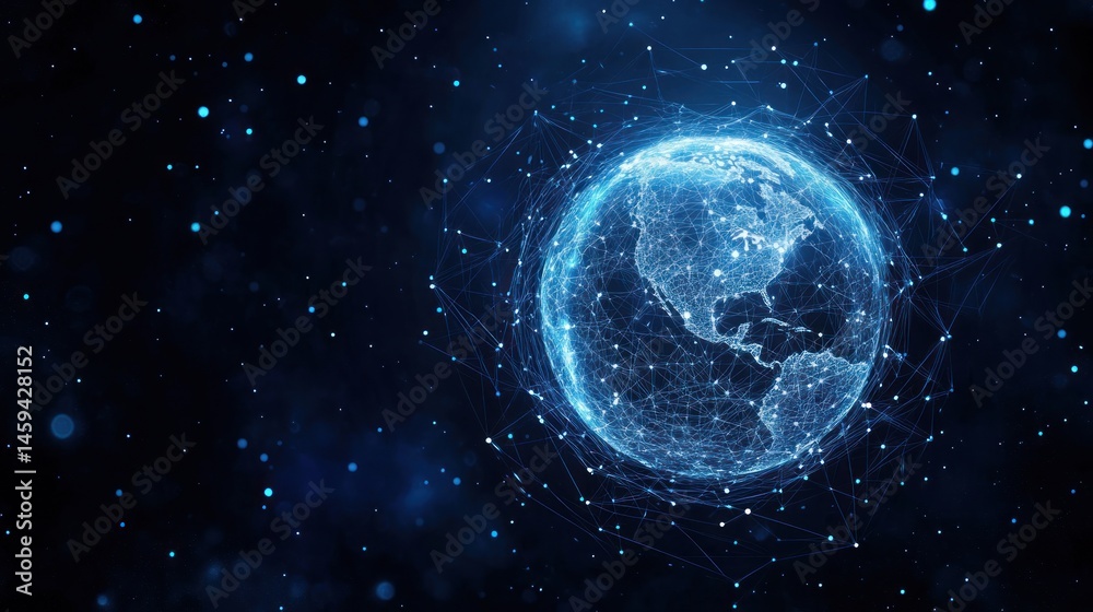 Obraz premium Global Network: A Digital Earth Visualization