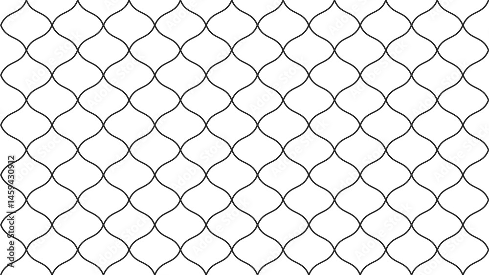 Fototapeta premium Minimalist seamless black chain line pattern on white background, ideal for textile design, wallpapers, backgrounds, and various modern digital applications.