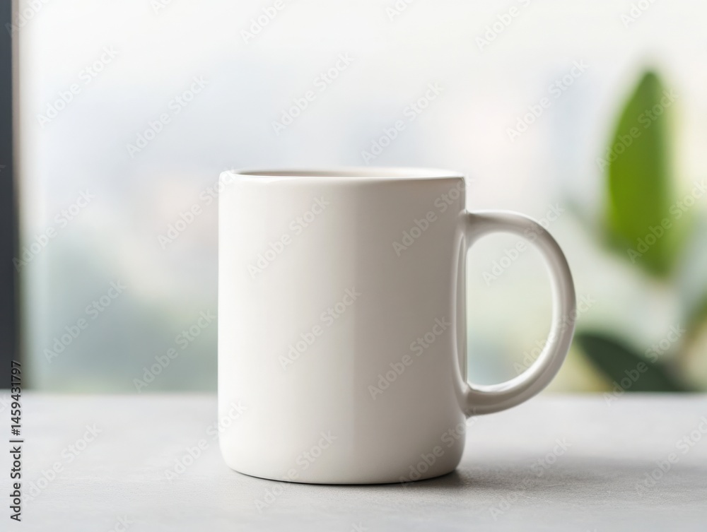 Fototapeta premium White mug on a gray surface