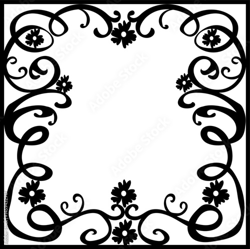 Original black frame in doodle style on white background