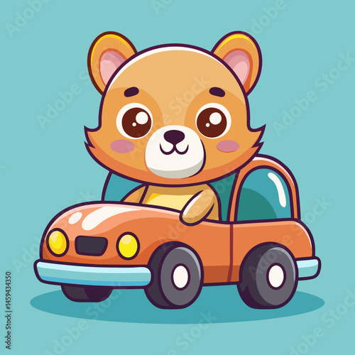 Download Cute   Baby Driving Car Cartoon Vector Icon Illustration Eps File For Design.