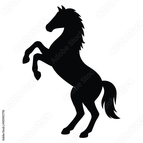 Rearing Horse Silhouette in Black vector illustration 