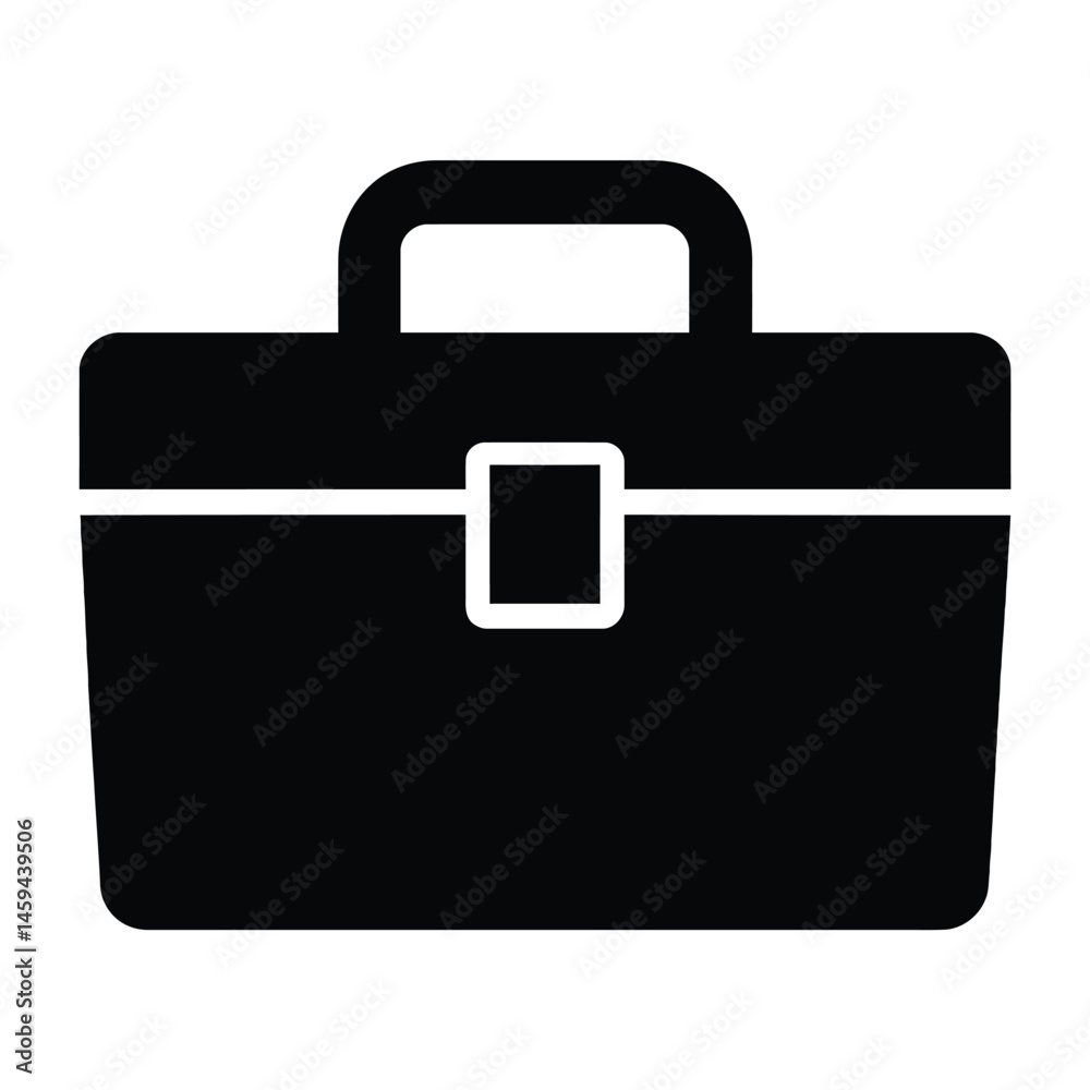 Black vector business briefcase icon with handle and lock for office or travel illustration Black vector business briefcase icon with handle and lock for office or travel illustration