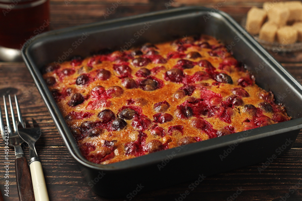 A cranberry pie, freshly backed and ready to be served